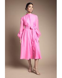 Wallis - Textured Organza Midi Shirt Dress - Lyst