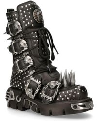New Rock - Leather Studded Gothic Boots-1535-S1 - Lyst
