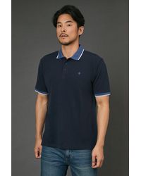 MAINE - Tipped Pique Polo Shirt Cotton - Lyst