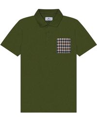 Aquascutum - Active Beach Sailor Check Polo Army Shirt Cotton - Lyst