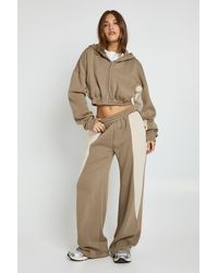 Boohoo - Contrast Panel Zip Through Hoodie Wide Leg Jogger Tracksuit - Lyst