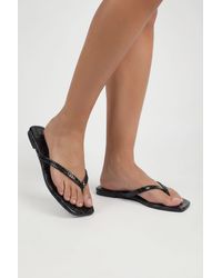Boohoo - Square Toe Croc Flip Flops - Lyst