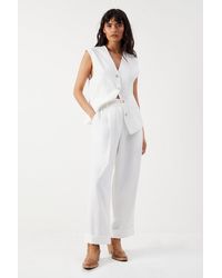 Warehouse - Premium Wide Leg Turn Up High Waisted Trouser - Lyst
