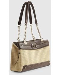 River Island - Shoulder Bag Raffia Chain Handle Zip - Lyst