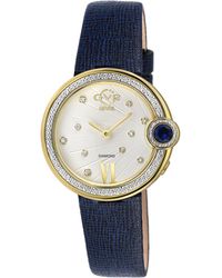 Gv2 - Perugia Diamond Watch, Ipyg Case, Dial, Genuine Saffiano Handmade Leather Strap Stainless Steel - Lyst