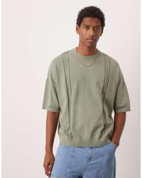 ASOS - Oversized Fit Knitted Crew Neck T-Shirt With Embroidery Detail - Lyst