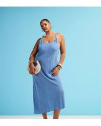 ASOS - Design Linen Look Twist Strap Bias Maxi Sundress - Lyst