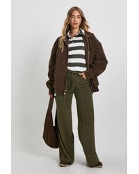 Boohoo - Cord Tie Waist Wide Leg Trouser - Lyst