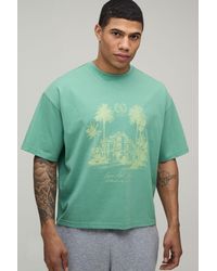 BoohooMAN - Palm Drive Print Oversized Boxy T-Shirt - Lyst
