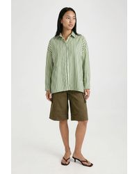 Boohoo - Stripe Drop Shoulder Oversized Shirt - Lyst