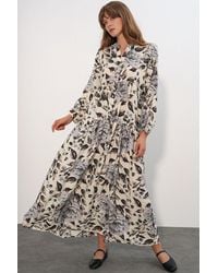 Bigdart - Floral Maxi Dress With Mandarin Collar - Lyst
