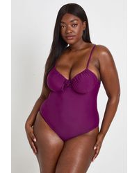 Boohoo - Plus Swimwear Essentials Underwired Swimsuit - Lyst