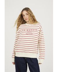 Brave Soul - Stripe Embroidered Crew Neck Sweatshirt - Lyst
