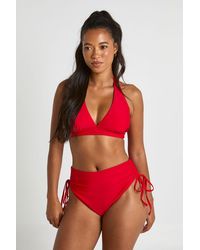 Boohoo - Tummy Control Ruched High Waist Bikini Bottom - Lyst