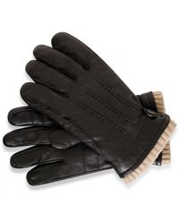 Barneys Originals - Black Goat Leather Glove With Cream Knit Cuff - Lyst