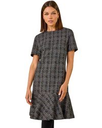 Roman - Textured Frill Hem Stretch Dress - Lyst