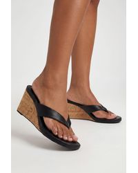 Boohoo - Cork Toe Post Thong Wedges - Lyst
