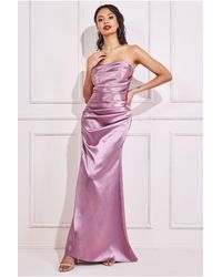 Goddiva - Satin Bandeau Maxi Dress - Lyst