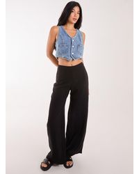 Pink Vanilla - Linen Straight High Waist Trousers - Lyst