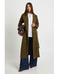 Boohoo - Faux Suede Trench Coat - Lyst