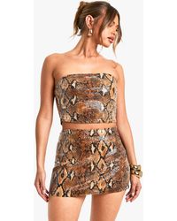 Boohoo - Sequin Snake Mini Skirt - Lyst