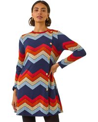 Roman - Zig Zag Side Button Dress - Lyst