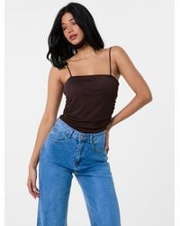Pink Vanilla - Ruched Mesh Strappy Bodysuit - Lyst