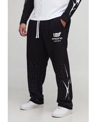 BoohooMAN - Plus Baggy Moto Print Rhinestone Embellished Joggers - Lyst