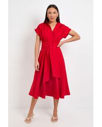 PRINCIPLES - Formal Front Tie Shirt Midi Dress - Lyst