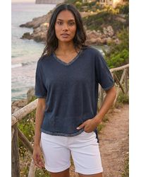 Roman - Metallic Trim V-Neck T-Shirt - Lyst
