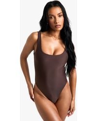 Boohoo - Petite Swimwear Essentials Square Neck Bathing Suit - Lyst