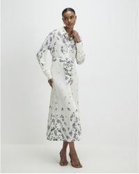 River Island - Midi Shirt Dress Floral Viscose - Lyst