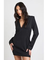 Boohoo - Seam Detail Plunge Front Mini Dress - Lyst