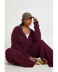 Boohoo - Plus Knitted Rib Zip Through Hoodie - Lyst