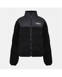 NY Concept - Solid Patterned Sherpa Puffer Jacket With Zipped Pocket - Lyst