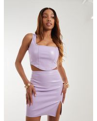 Pink Vanilla - Pu Split Hem Mini Skirt - Lyst