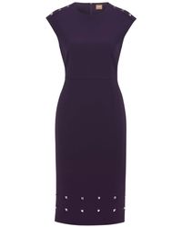 BOSS - "Devoka" Midikleid Für Damen (Violett) - Lyst