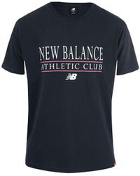 New Balance - Essential Athletic Club T-shirt Voor , Marineblauw - Lyst