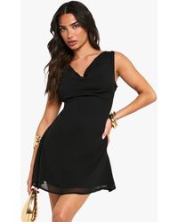 Boohoo - Petite Chiffon Cowl Slip Mini Dress - Lyst