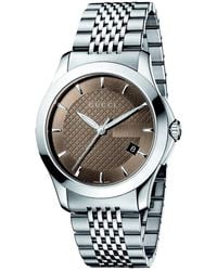 Gucci - G-Timeless Herenhorloge Ya126406 Met Bruine Wijzerplaat En Zilveren Armband - Lyst