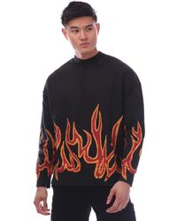 Palm Angels - Garment Dye Graffiti Flames Crewneck Sweatshirt - Lyst