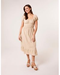 Blue Vanilla - Puff Sleeve Shirred Panel Dress - Lyst