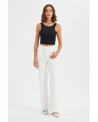 Hiccup - Solid Woven Round Neck Tank Top With Back Cut-Out - Lyst