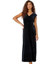 Roman - Glitter Velvet Maxi Stretch Dress - Lyst