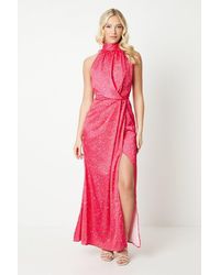 Debut London - By Coast Halterneck Satin Midi Dress - Lyst