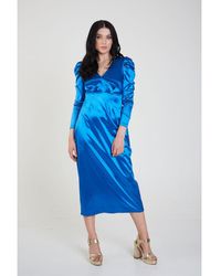 Gini London - V Neck Structured Jersey Midaxi Dress - Lyst