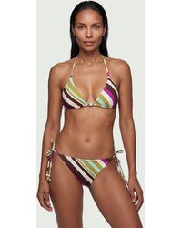 Karen Millen - Diagonal Stripe Print With Bead Detail Bikini Bottom - Lyst