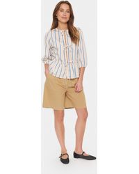 Saint Tropez - Blouse Met Lange Mouwen Regular Fit Campanula White Blue - Lyst