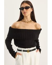 Bianco Lucci - Knit Sweater With Madonna Collar - Lyst