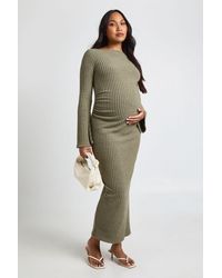 Boohoo - Maternity Slash Neck Midaxi Dress - Lyst